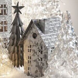 New Pottery Barn Galvanized Village House - Medium Wide - New with Tags